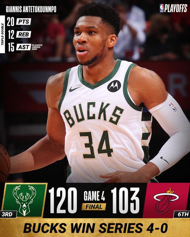  字母哥三双雄鹿大胜活塞  